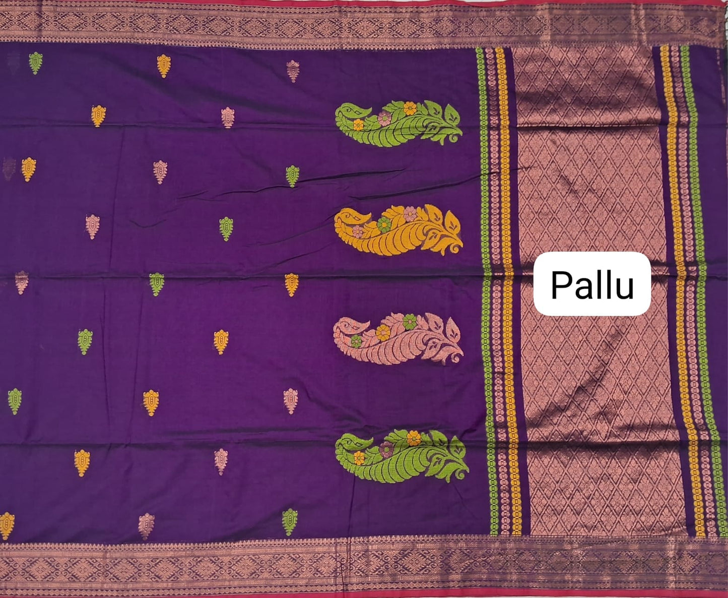 Purple Khadhi Silk Saree Pallu