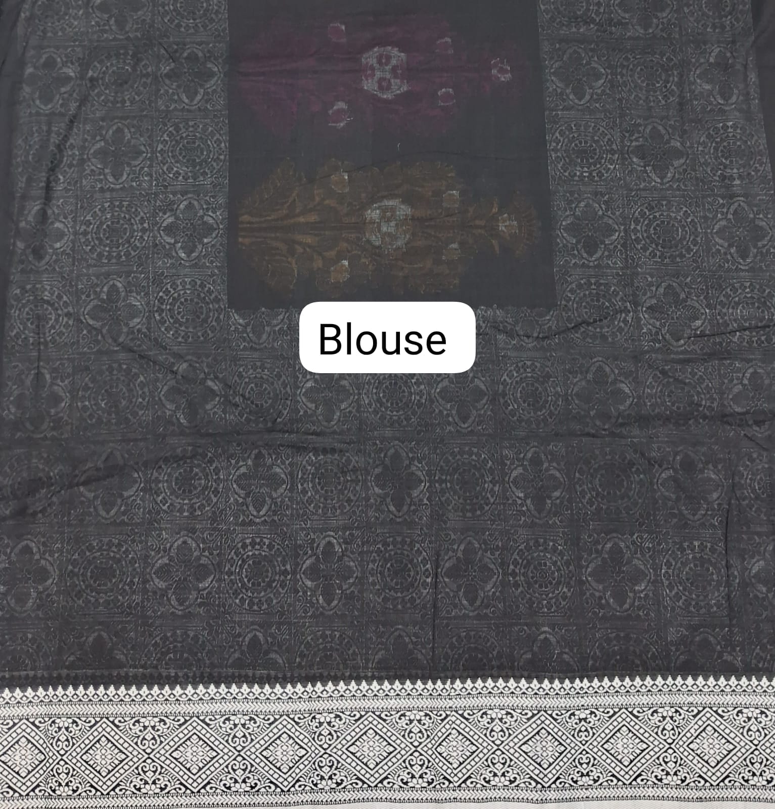 Black Khadhi Silk Saree  Blouse