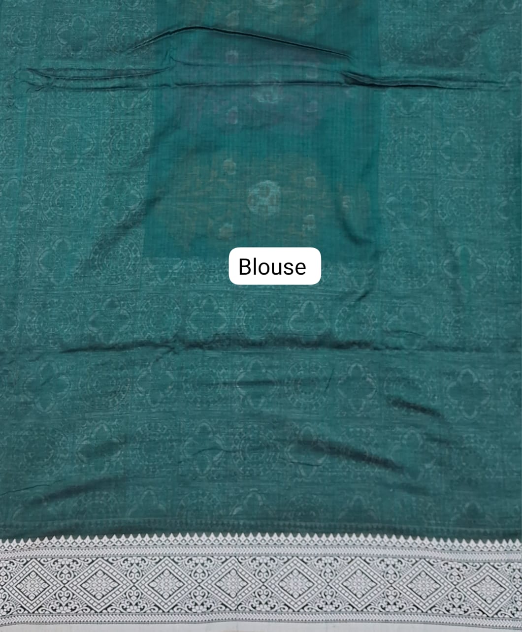 Bottle Green Khadhi Silk Saree Blouse