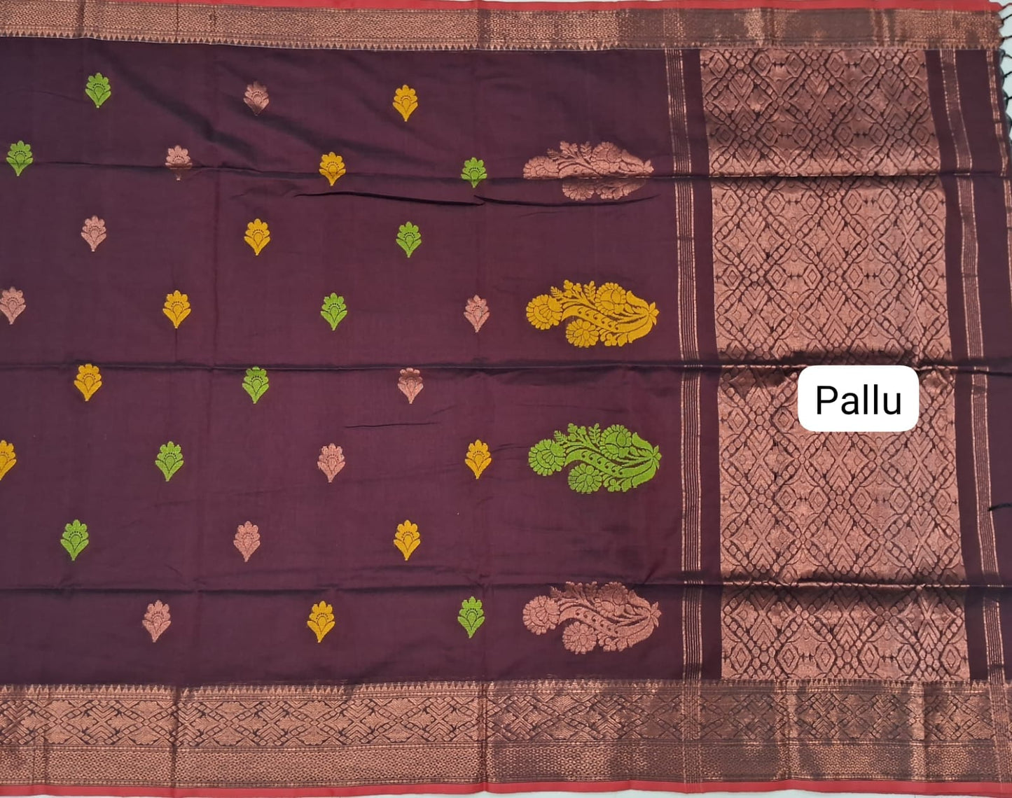 Coffee brown Khadhi Silk Saree Pallu