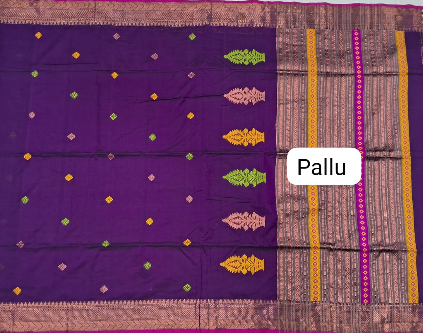 Purple Khadhi Silk Saree Pallu