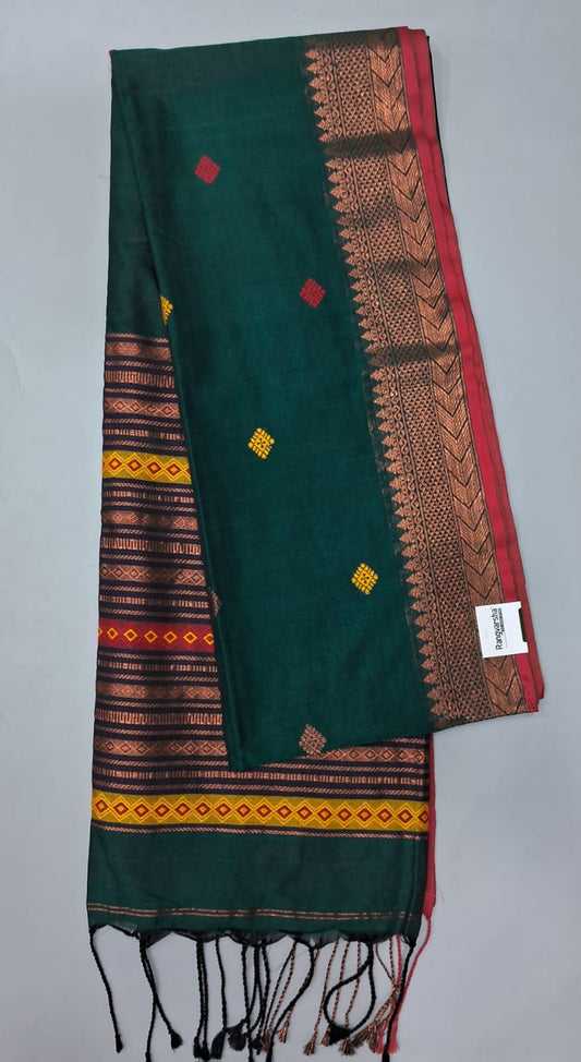 Bottle Green Khadhi Silk Saree