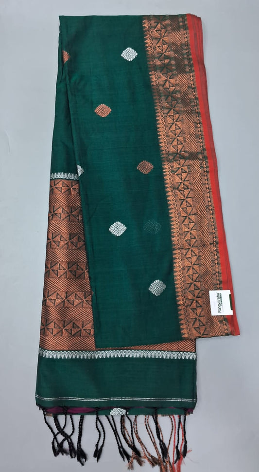 Bottle Green Khadhi Silk Saree