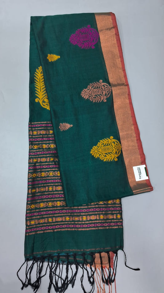 Bottle Green Khadhi Silk Saree