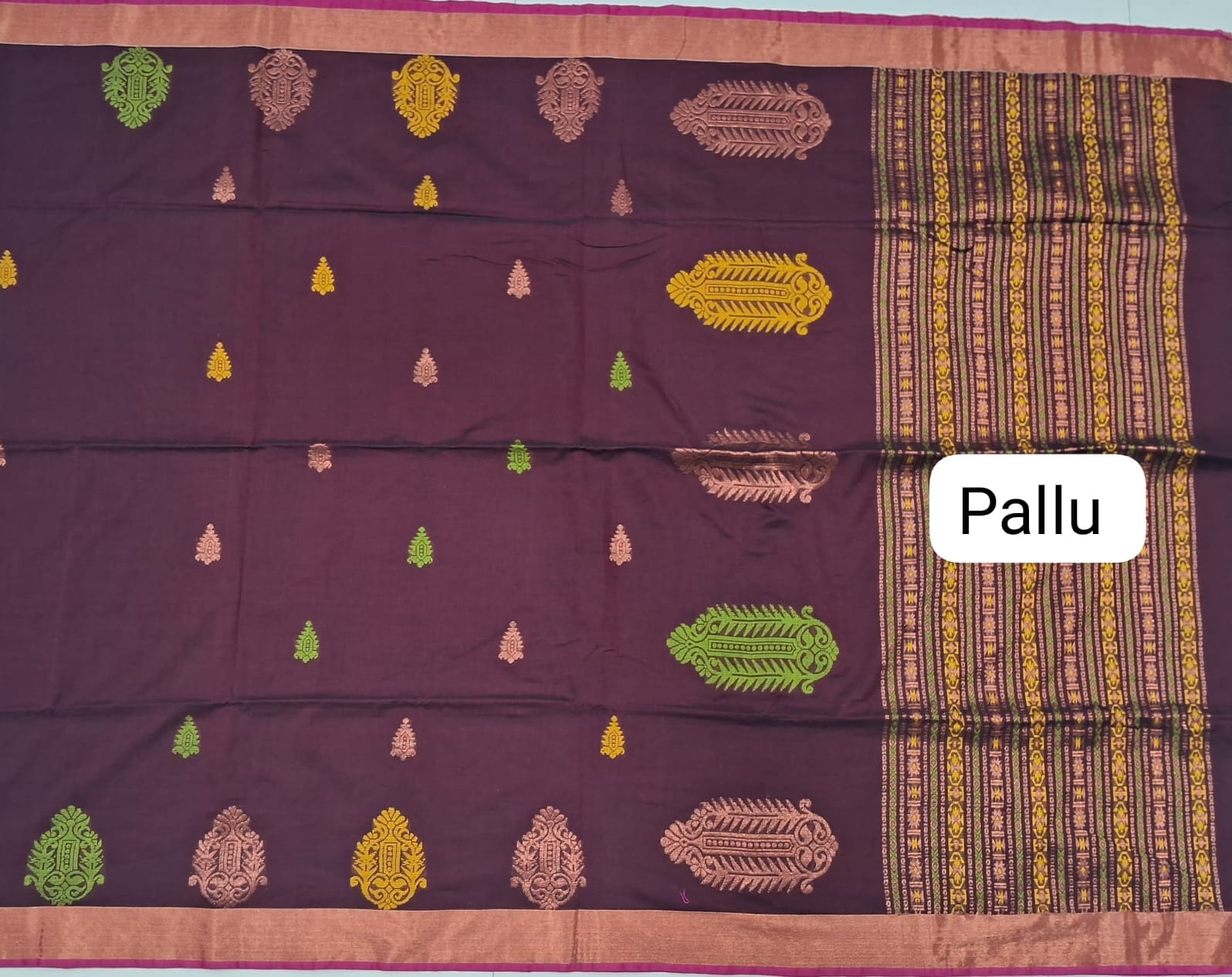 Wine Khadhi Silk Saree Pallu