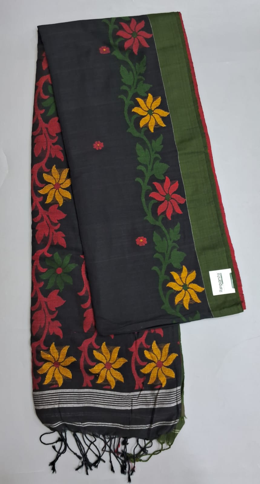 Black Khadhi Silk Saree 