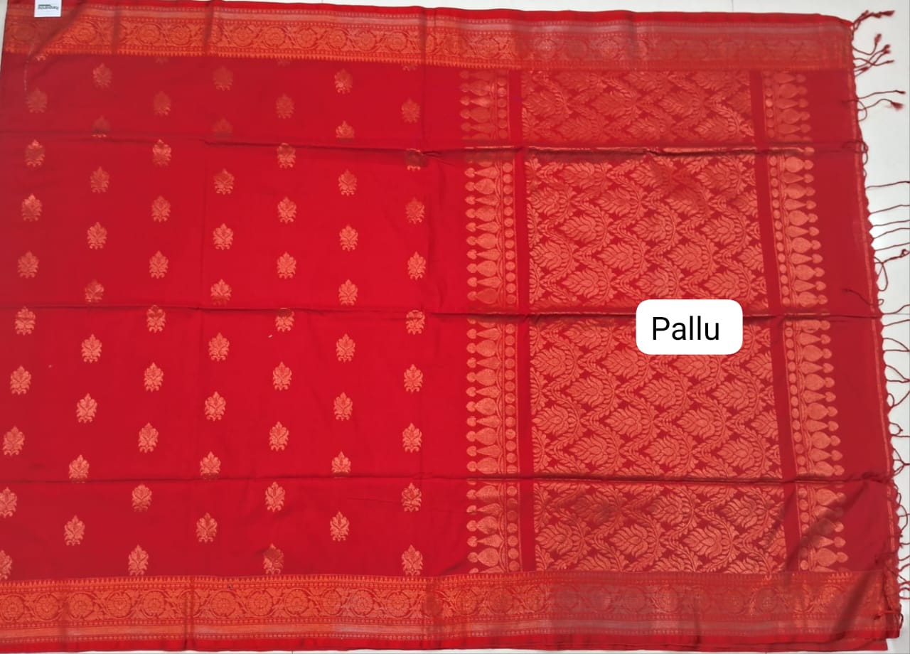 Tomato Red Khadhi Silk Saree Pallu