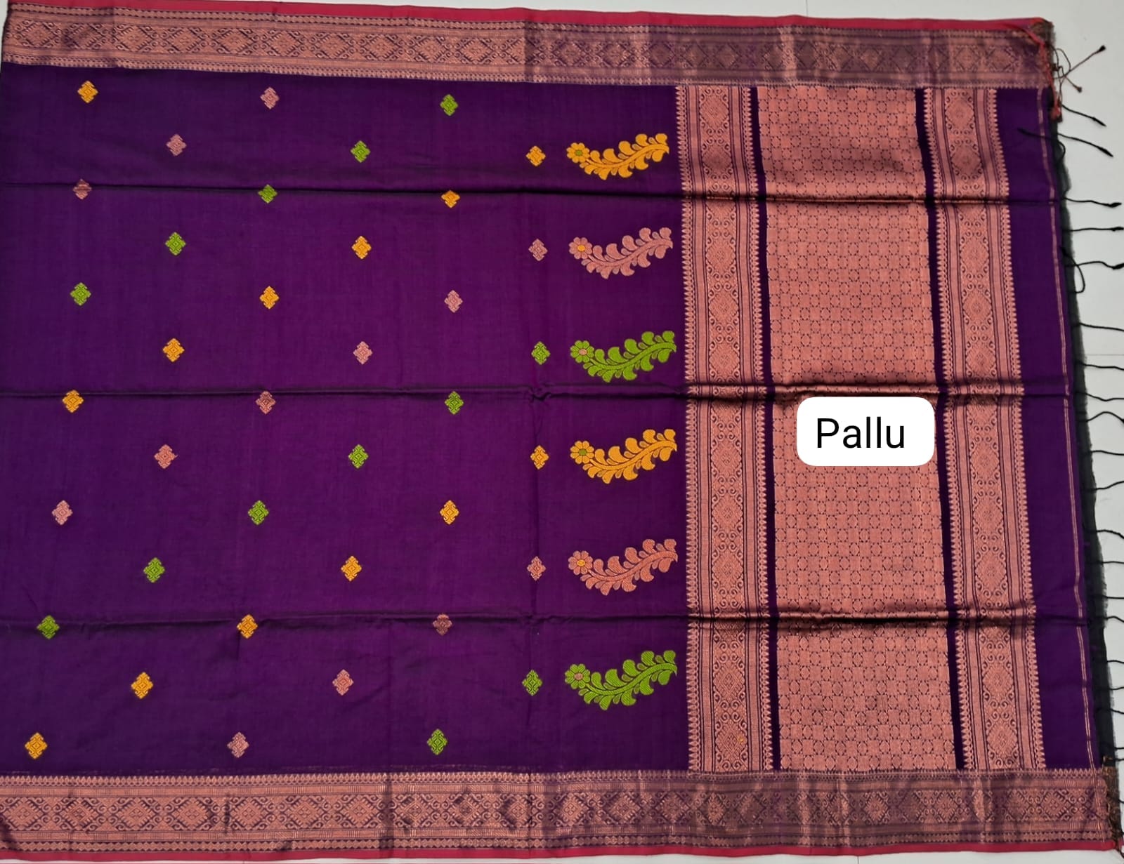 Purple Khadhi Silk Saree Pallu