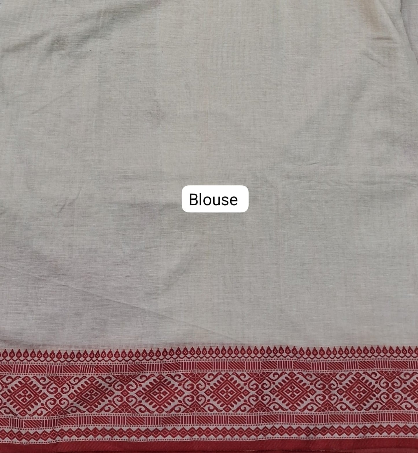 Milky White Khadhi Silk Saree Blouse