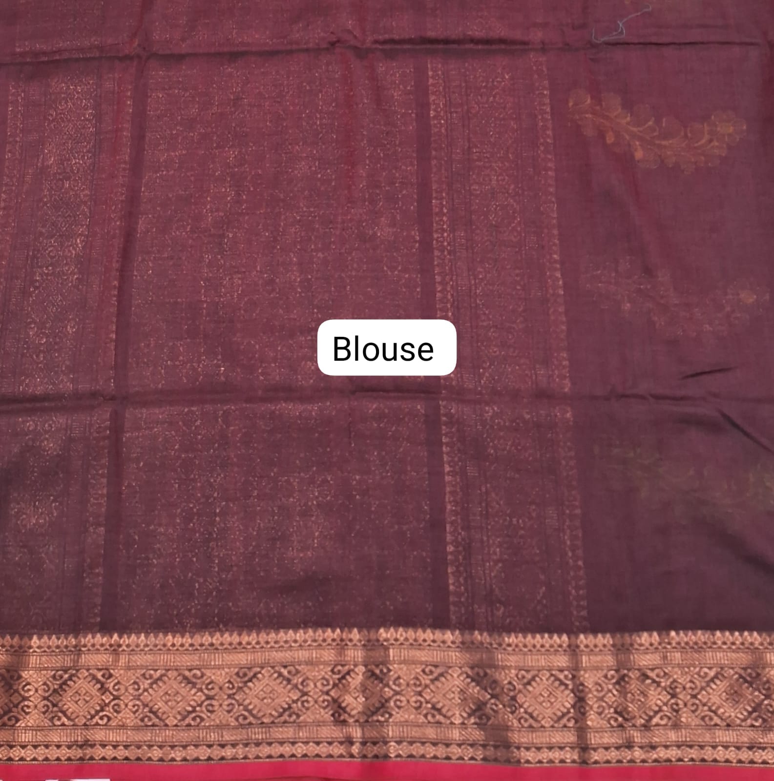 Coffee Brown Khadhi Silk Saree Blouse