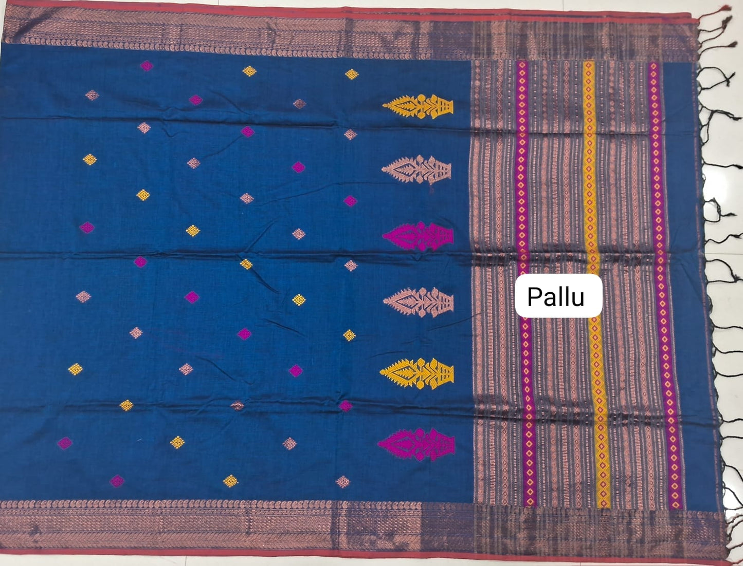 Blue Khadhi Silk Saree Pallu