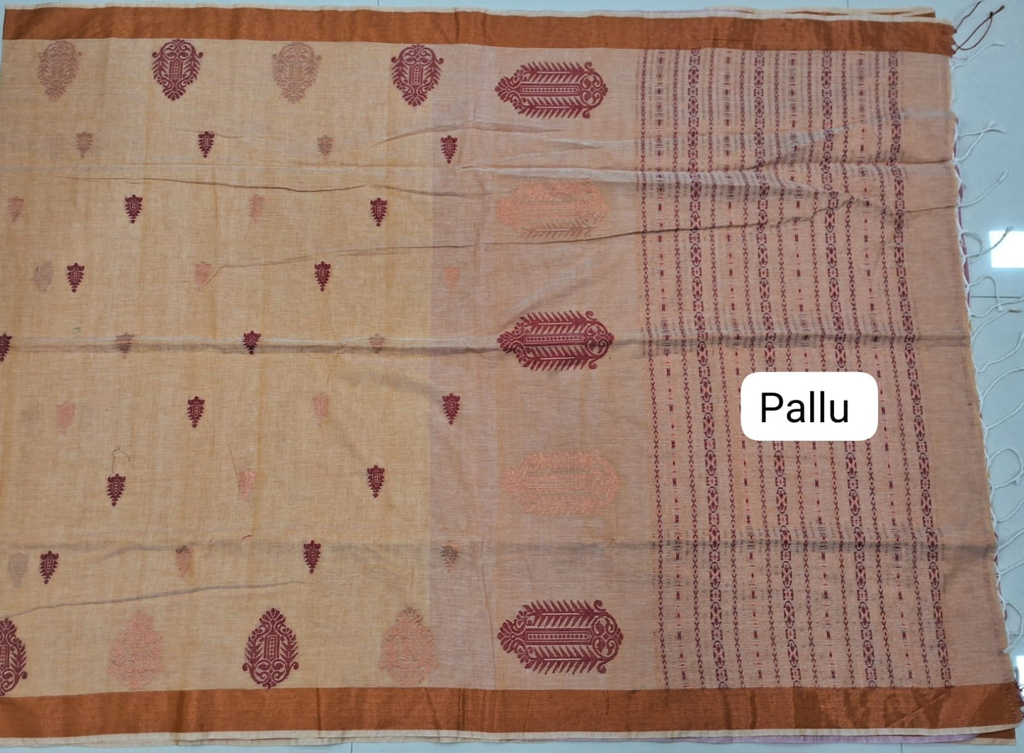 Light Brown Khadhi Silk Saree Pallu