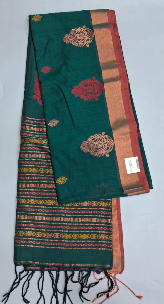 Bottle Green Khadhi Silk Saree 