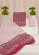 Buy pure Dark Onion Pink floral printed chanderi dress material daily wear