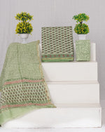 Shop Pure Pista Green floral printed chanderi dress material dress material online 