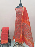 Brick Red Chanderi Dress Material 
