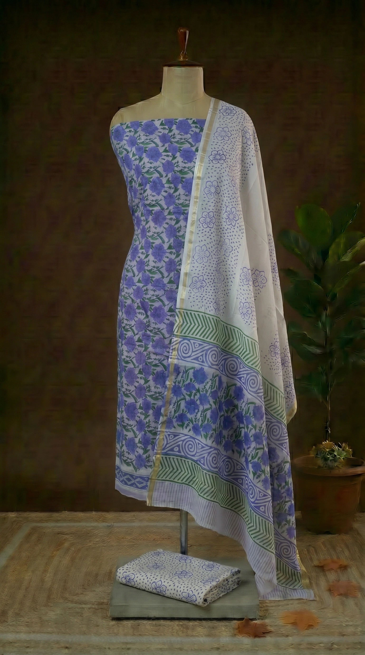 Light Lavender Chanderi Dress Material