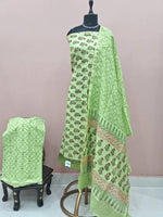 Pista Green Chanderi Dress Material 