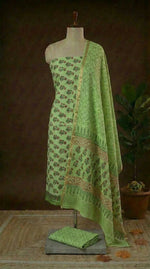Pista Green Chanderi Dress Material