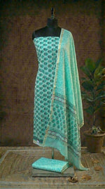 Mint Blue Chanderi Dress Material