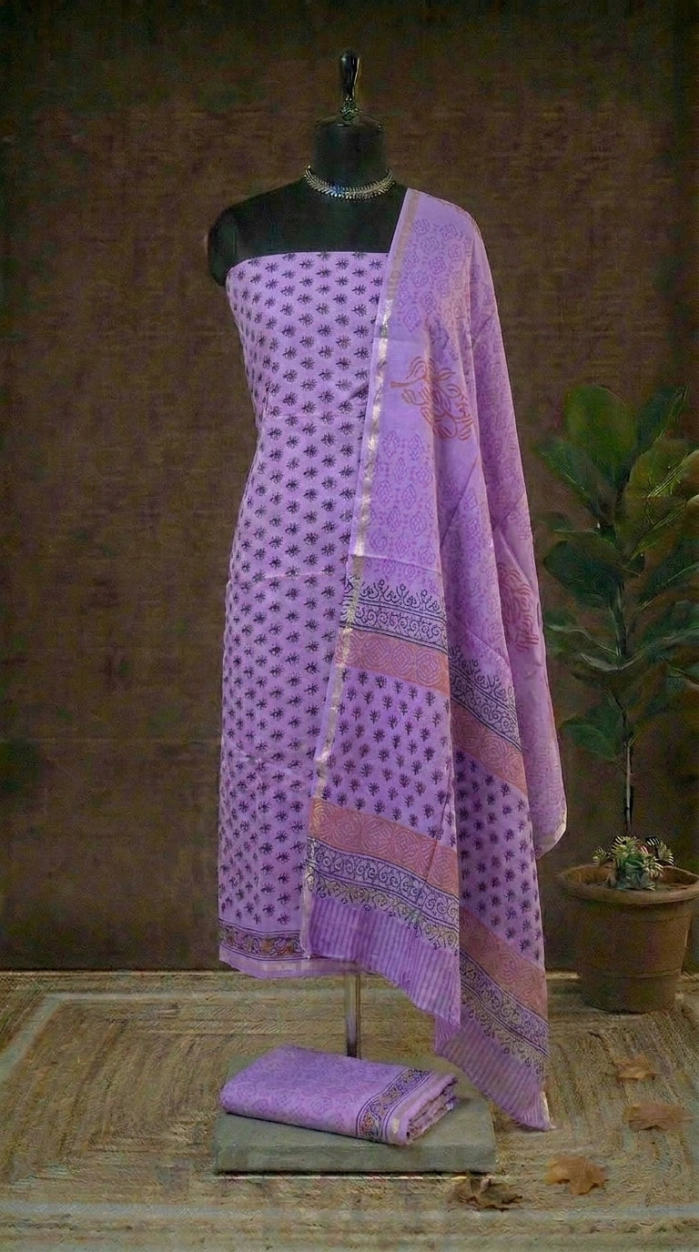 Lavender Chanderi Dress Material