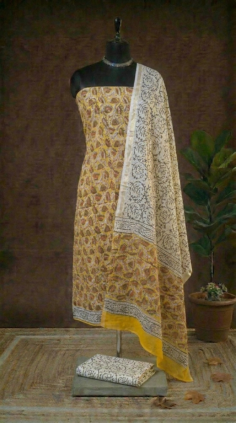 Yellow Chanderi Dress Material