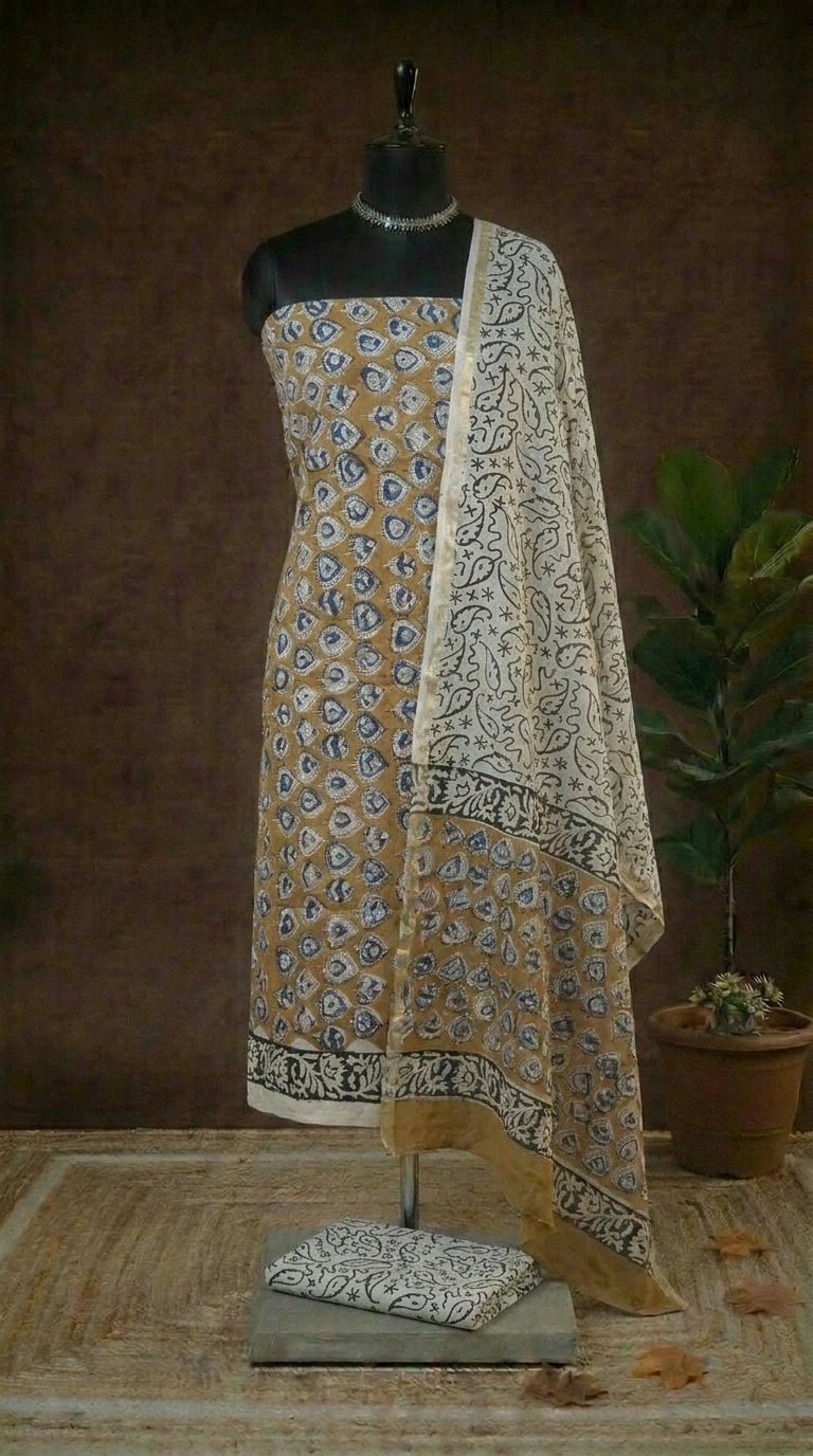 GoldenBrownChanderiDressMaterial