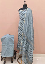 Slate Blue Chanderi Dress Material 