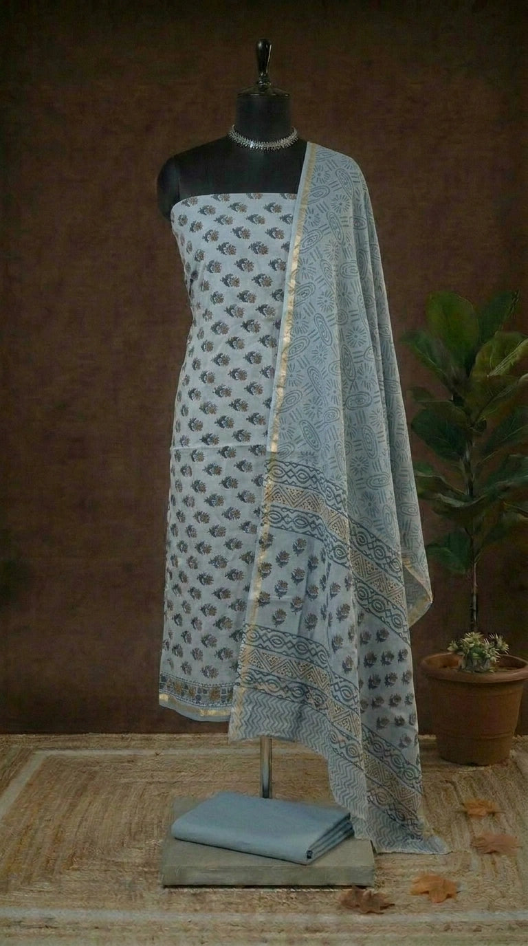 Slate Blue Chanderi Dress Material