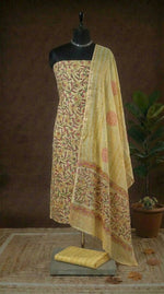 Yellow Shaded Chanderi Dress Material