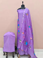 Violet Chanderi Dress Material 