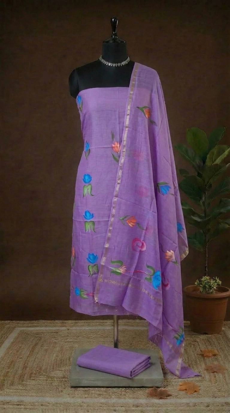 VioletChanderiDressMaterial 