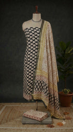 Black Chanderi Dress Material 