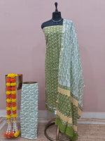 Green Chanderi Dress Material 