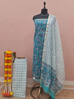 Teal Blue Chanderi Dress Material