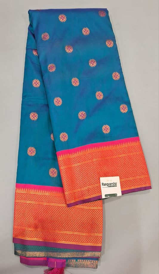 Peacock Blue Soft Silk Saree