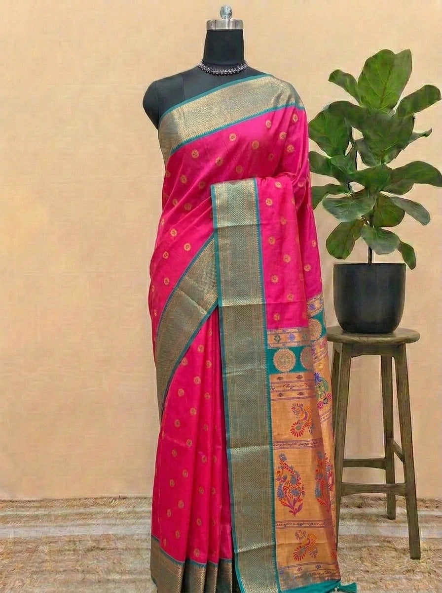 Rani Pink Soft Silk Saree