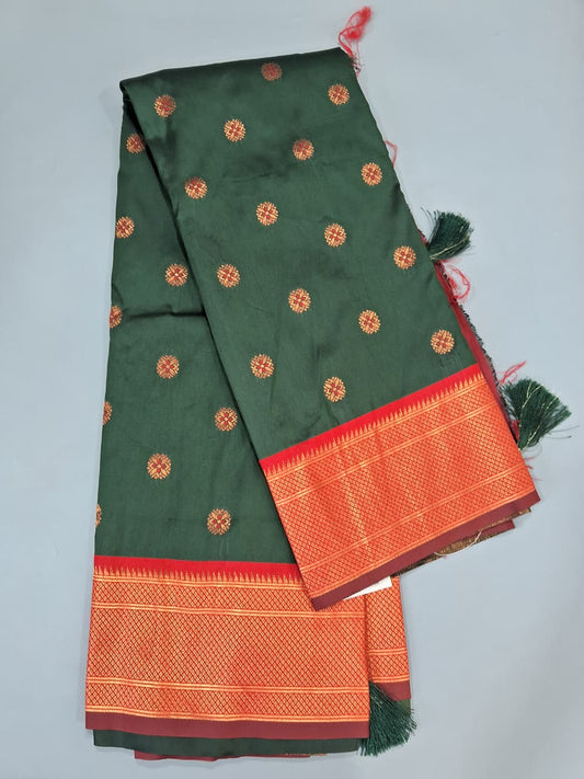 Bottle Green Soft Silk Saree