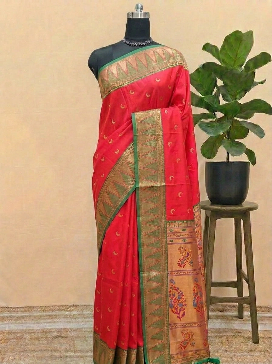 Candy Red Soft Silk Saree