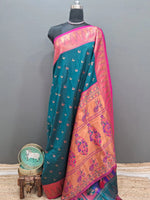 Dark Teal Blue Soft Silk Saree