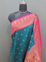 Dark Teal Blue Soft Silk Saree 1