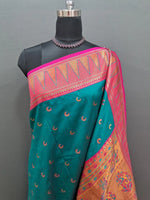 Peacock Blue Soft Silk Saree 1