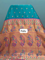 Peacock Blue Soft Silk Saree Pallu