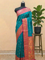 Peacock Blue Soft Silk Saree