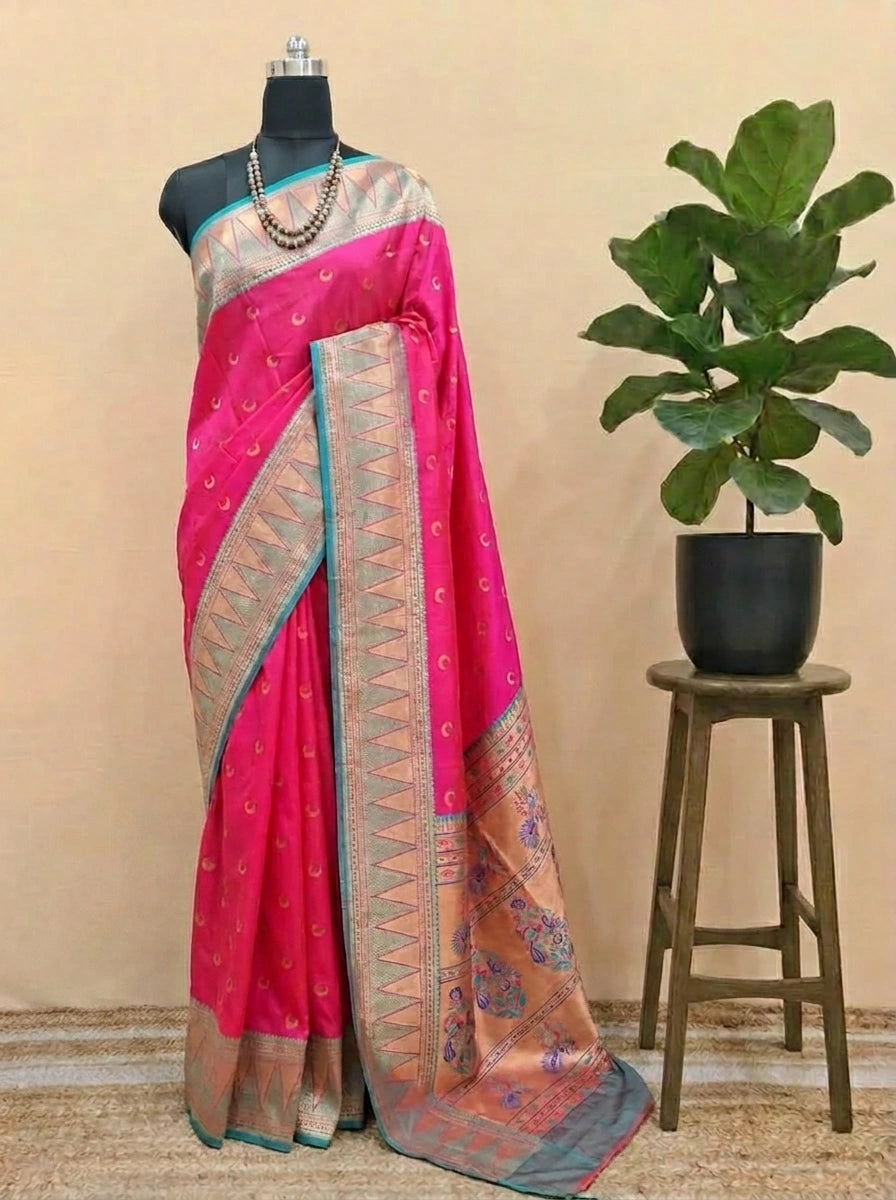 Rani Pink Soft Silk Saree
