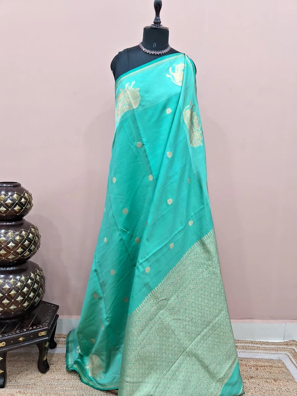 Sea blue soft silk saree 