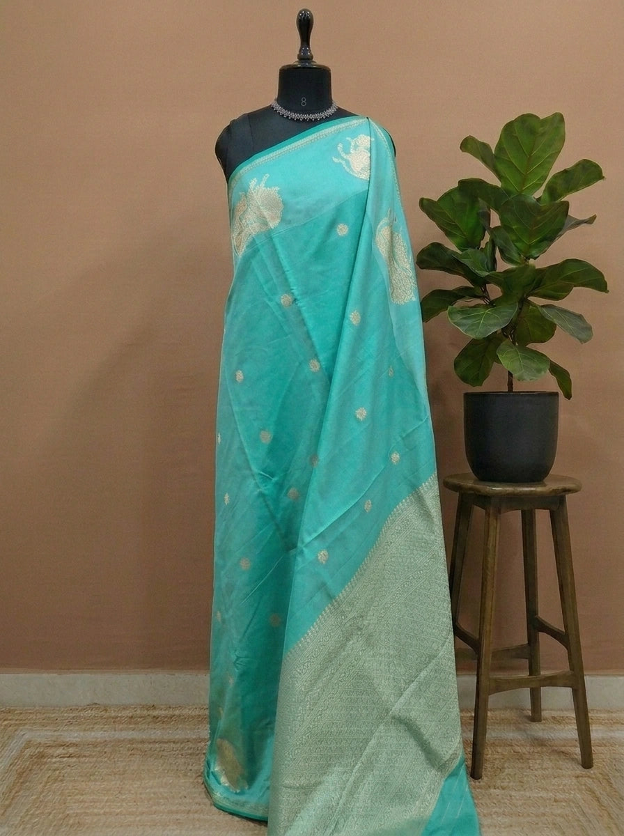 Sea blue soft silk saree 
