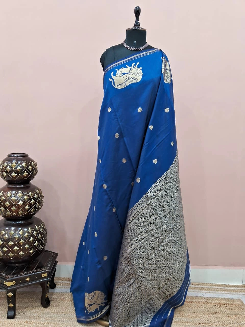 Navy blue soft silk saree 