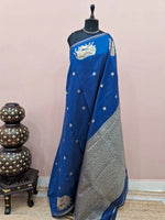 Navy blue soft silk saree 