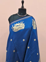 Navy blue soft silk saree 1